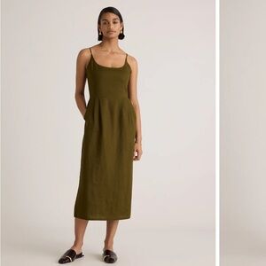 NWT Quince 100% linen dress in martini olive